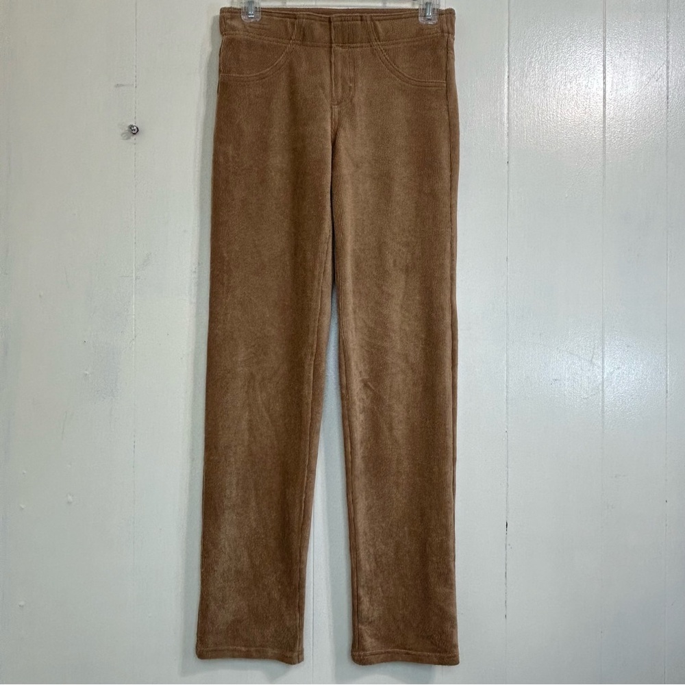 HUE HUE Leggings Gold Corduroy Elastic Waist Pull On Leggings Pants Size Small.